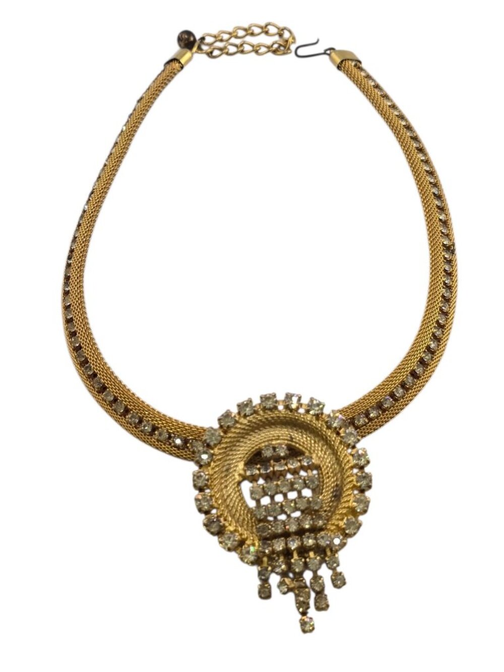 Vintage Rhinestone and Mesh Dangling Necklace (A9317)
